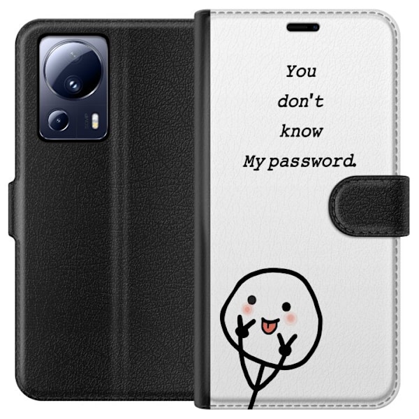 Xiaomi 13 Lite Plånboksfodral You Don’t Know My Password – edgy textmotiv med attityd
