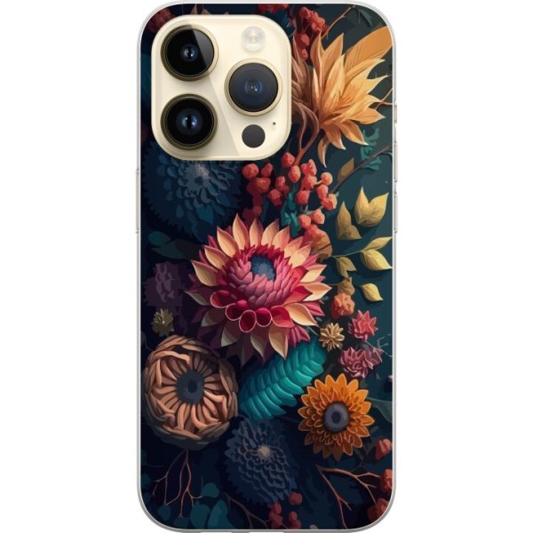 Apple iPhone 15 Pro Genomskinligt Skal Blommor