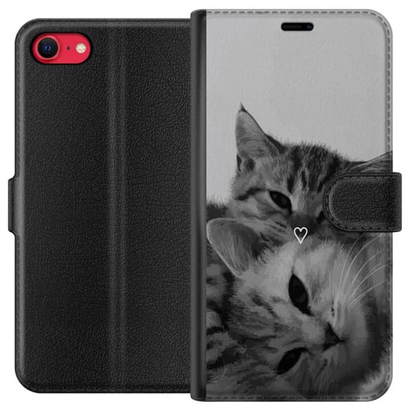 Kompatibel Tegnebogsetui til Apple iPhone SE (2020) Kat Hjerte