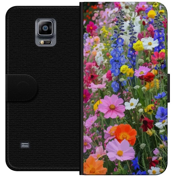 Samsung Galaxy Note 4 Lompakkokotelo Kukkakuvioinen mobiilikuori kesäisellä niityllä ja luontomaisemalla