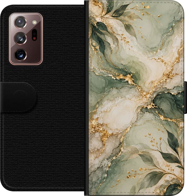 Kompatibelt Lommeboketui til Samsung Galaxy Note20 Ultra Bladmarmor grønn