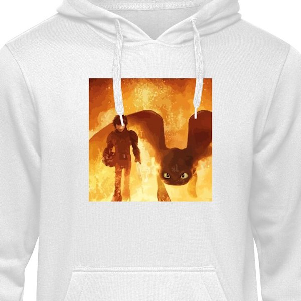 Børne-Hoodie | Blød Hættetrøje til Børn Drage træner hvid 9-11 År