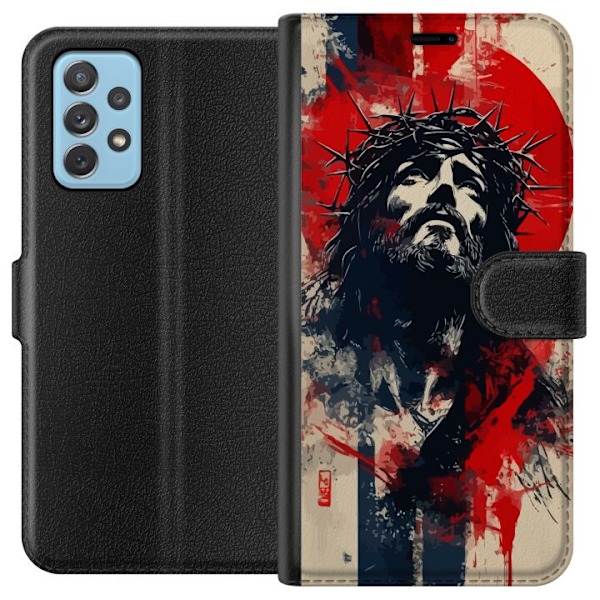 Samsung Galaxy A72 5G Lommeboketui Jesus med kors - kristent m