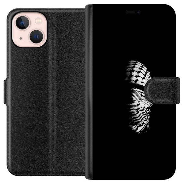 Apple iPhone 13 Tegnebogsetui Keffiyeh-mønster - klassisk sor