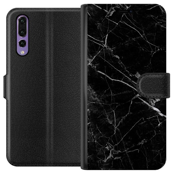 Huawei P20 Pro Tegnebogsetui Sort Marmor