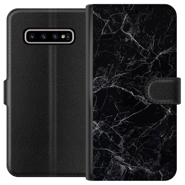 Kompatibelt Lommeboketui til Samsung Galaxy S10+ Marmor Svart