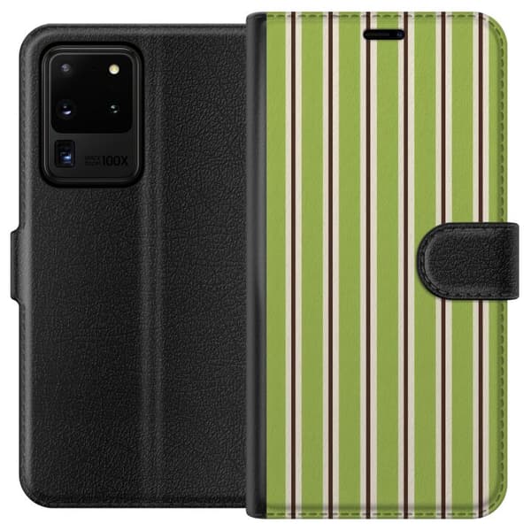 Kompatibelt Plånboksfodral till Samsung Galaxy S20 Ultra Matcha Stripe grön