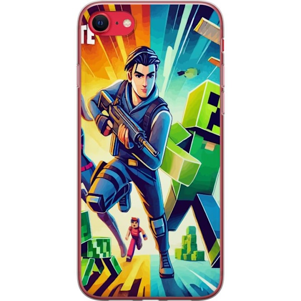 Apple iPhone SE (2022) Gennemsigtig cover Fortnite vs Minecraf