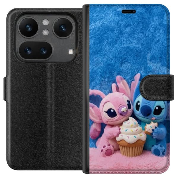 Kompatibel Tegnebogsetui til Nothing Phone 4a Pro Søde blå og lyserøde figurer med stor cupcake og krymmel pink