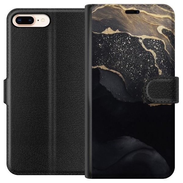 Apple iPhone 7 Plus Plånboksfodral Svart guld abstrakt