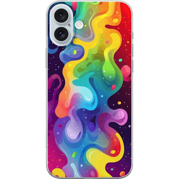 Apple iPhone 16 Plus Genomskinligt Skal Color Splash Abstrakt Konst Design Färgstarkt Mönster Modern Populär Väggkonst Grafiskt Trend