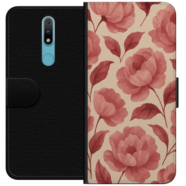 Nokia 2.4 Lompakkokotelo Ruusun Kukinta