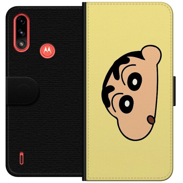 Motorola Moto E7 Power Lompakkokotelo Peeking Shinchan