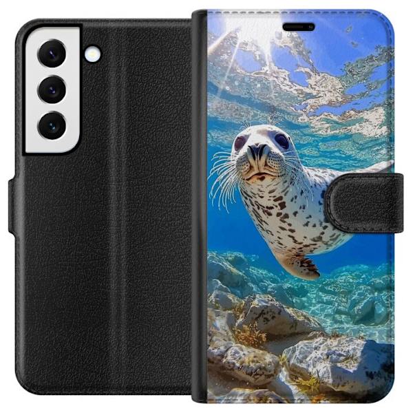 Samsung Galaxy S22+ 5G Lompakkokotelo Myynti Meri Uiminen Eläinaihe Luonto Vesimotiivi Sininen Suunnittelu Meriteema Suosittu Motiivi Villieläimet