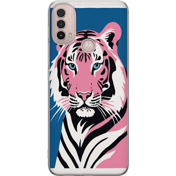 Motorola Moto E40 Gennemsigtig cover Eftertænksom Tiger