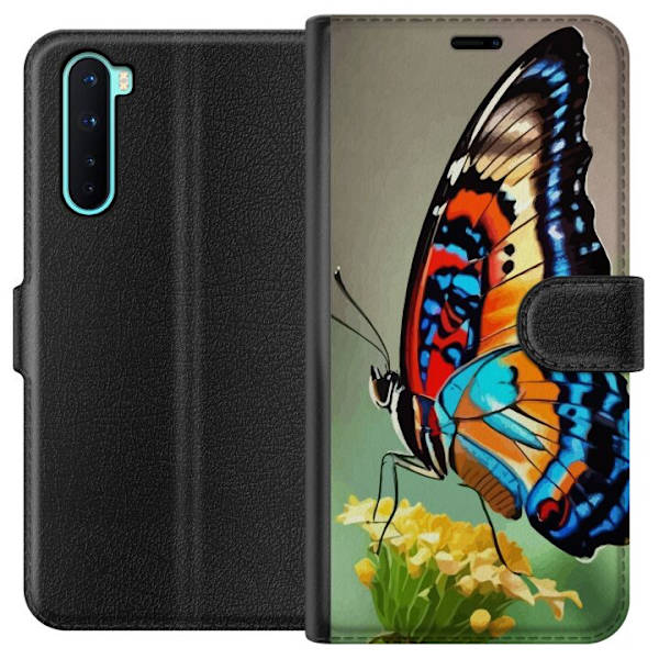 OnePlus Nord Plånboksfodral Fjäril Natur Sommar Motiv Vingar Färgstark Design Populär Dekor Grafiskt Exotiskt Tema