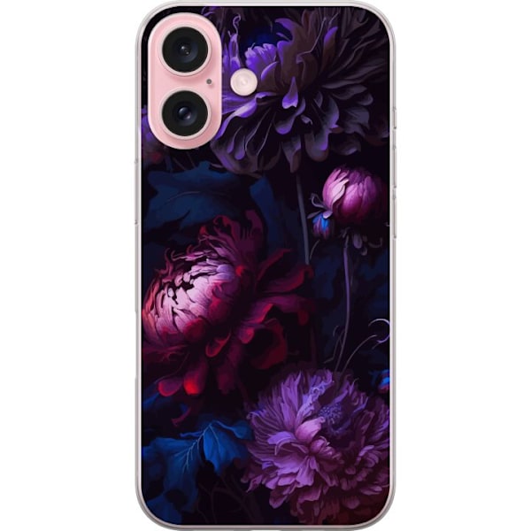 Apple iPhone 16 Gennemsigtig cover Lilla Blomster