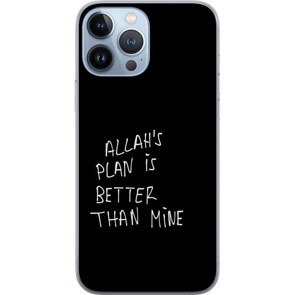 Kompatibelt Mobildeksel til Apple iPhone 13 Pro Max Allahs plan er bedre enn min, svart-hvitt tekstdesign med et islamsk sitat og minimalistisk uttry svart