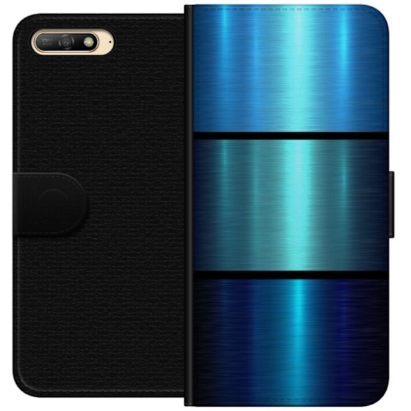 Huawei Y6 (2018) Tegnebogsetui Blå Metallic Striber