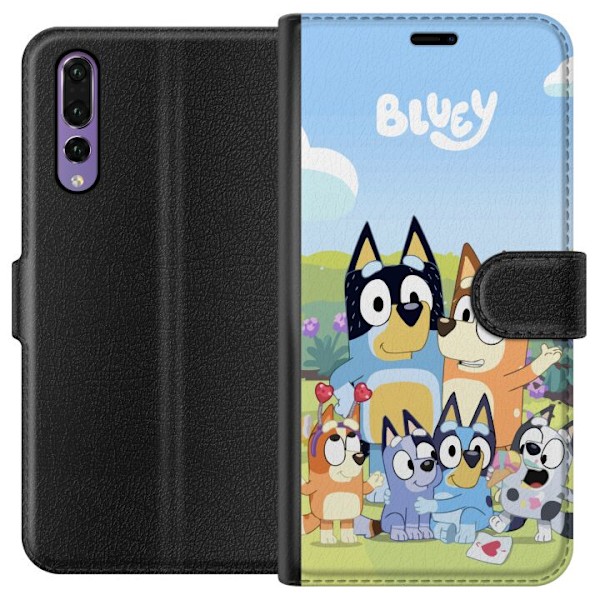 Huawei P20 Pro Plånboksfodral Bluey mobilskal med hela familjen i färgglad design