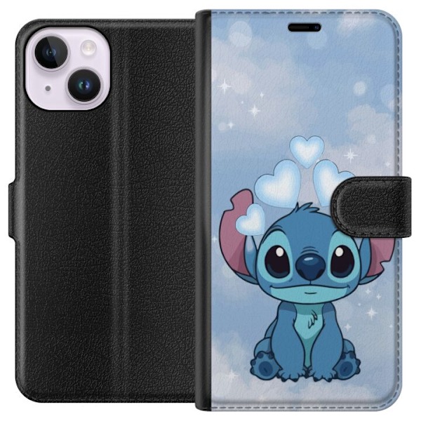 Apple iPhone 15 Tegnebogsetui Stitch Hoppende Glæde - Sjovt D