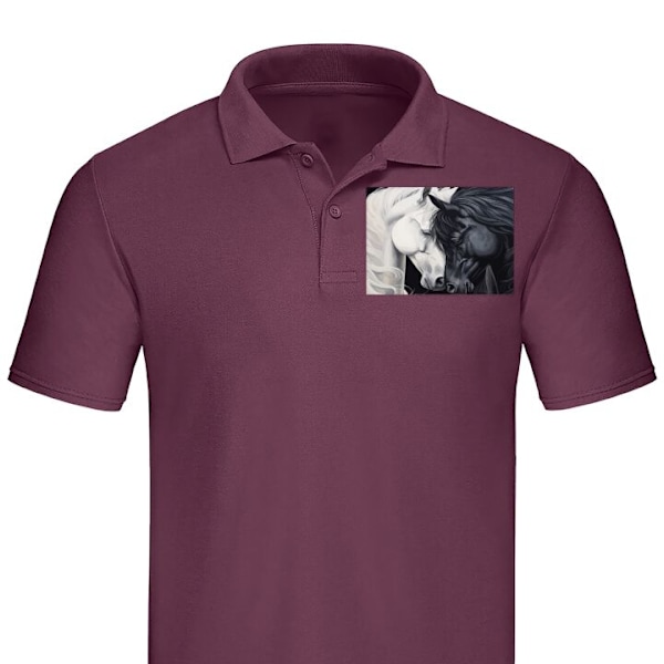 Poloshirt til Voksen | Elegant Poloshirt Hesten i kærlighed Bordeaux Stor