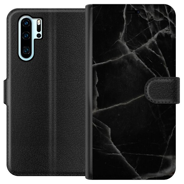 Huawei P30 Pro Tegnebogsetui Sort marmor
