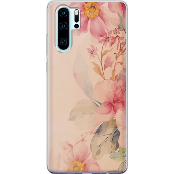 Huawei P30 Pro Genomskinligt Skal Färgglada Blommor