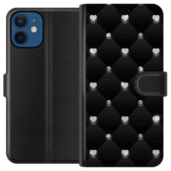 Kompatibelt Plånboksfodral till Apple iPhone 12 mini Diamant hjärta