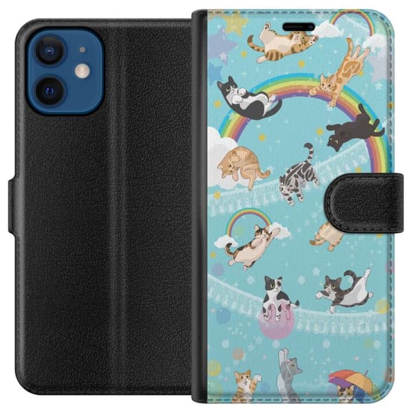 Kompatibelt Plånboksfodral till Apple iPhone 12 mini Regnbågar & Katter