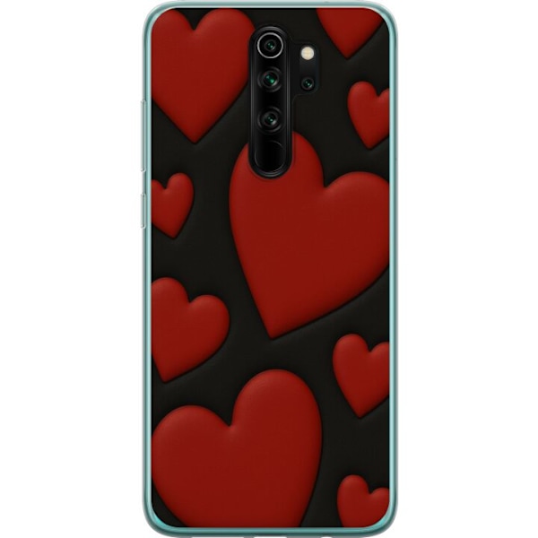 Xiaomi Redmi Note 8 Pro  Läpinäkyvä kuori Punaiset Samettisydämet