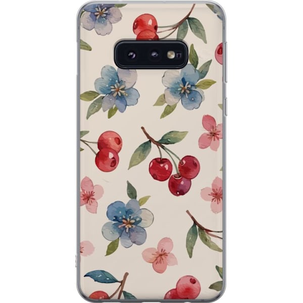 Samsung Galaxy S10e Genomskinligt Skal Bär & Blommor – mönster med blå blommor och skogsbär