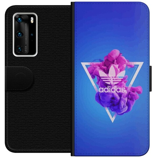 Huawei P40 Pro Tegnebogsetui Adidas-inspireret blåt design - sporty motiv med retrovibe i blå toner