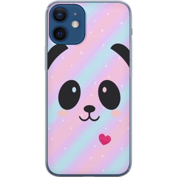 Apple iPhone 12 mini Gjennomsiktig deksel Regnbue Panda