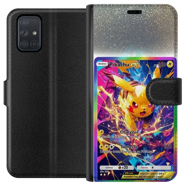 Kompatibelt Plånboksfodral till Samsung Galaxy A71 Pikachu gul