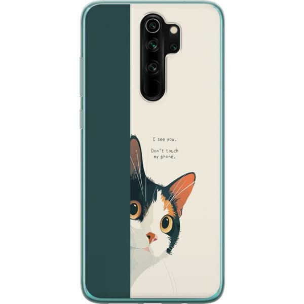 Kompatibelt Mobilskal till Xiaomi Redmi Note 8 Pro  Katt som kikar fram beige