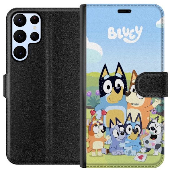 Samsung Galaxy S24 Ultra Tegnebogsetui Bluey mobilcover med hele familien i farverigt design