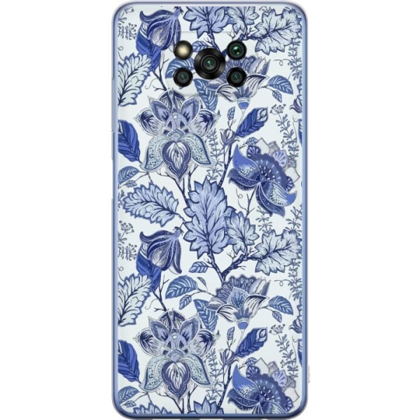 Xiaomi Poco X3 Pro Gennemsigtig cover Blomster Blå...