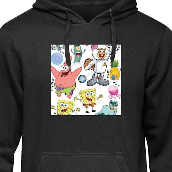 Hoodie för Vuxen | Bekväm Huvtröja SpongeBob SquarePants svart XL