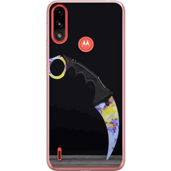 Motorola Moto E7 Power Genomskinligt Skal Karambit / Butterfly