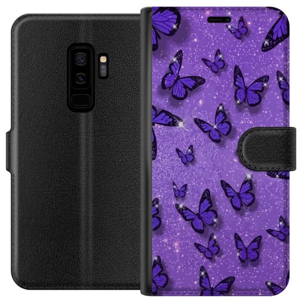 Kompatibel Tegnebogsetui til Samsung Galaxy S9+ Lilla Sommerfugle