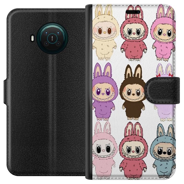 Nokia X10 Plånboksfodral Labubu Pink Monster – Popkonst med