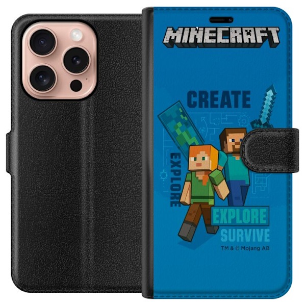 Apple iPhone 16 Pro Lompakkokotelo Minecraft Luolastot