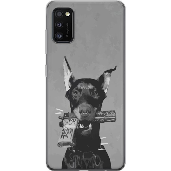Samsung Galaxy A41 Gennemsigtig cover Grå Hund Grafisk Design Sejt Dyremotiv Gadekunst Urban Trend Hundeejer Stil Populært Motiv