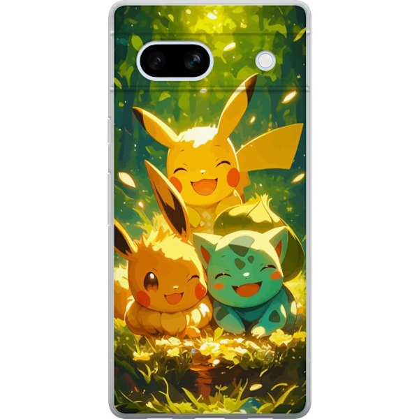 Google Pixel 7a Läpinäkyvä kuori Pixelmonster pelityyli - värikäs muotoilu retroa rakastaville pelaajille