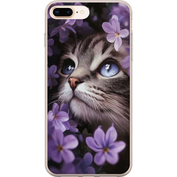 Kompatibelt Mobilskal till Apple iPhone 8 Plus Kat och blommor