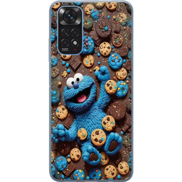 Kompatibelt Mobildeksel til Xiaomi Redmi Note 11 Leken blå tegnet figur omgitt av informasjonskapsler blå
