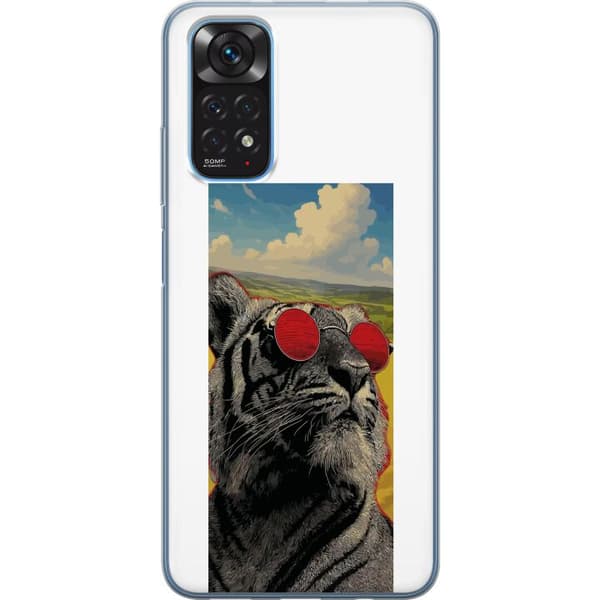Kompatibelt Mobildeksel til Xiaomi Redmi Note 11 Cool tiger med røde solbriller i popkunststil grå