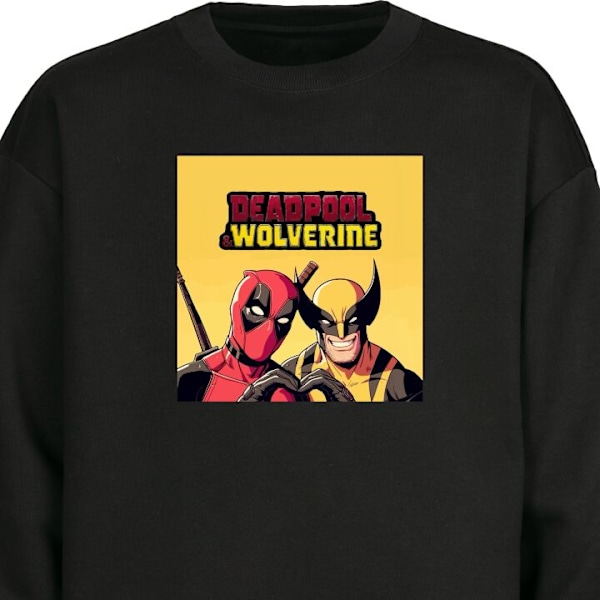 Sweatshirt for Voksen | Klassisk Collegegenser Deadpool & Wolv svart XL