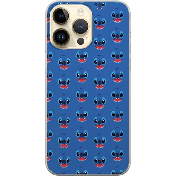 Kompatibelt Mobildeksel til Apple iPhone 14 Pro Max Sømløs mønster med Stitch ansikter på blå bakgrunn blå